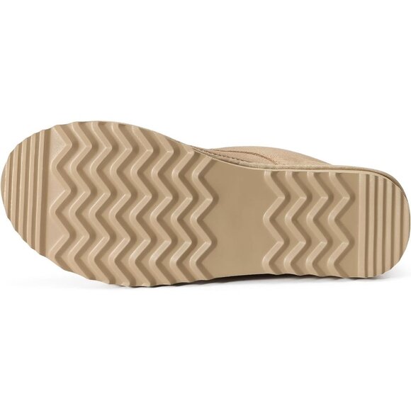 Women's Tan Genuine Suede Mini Fur Lined Ankle Boots Short Lace Up Snow Boots - Picture 7 of 7